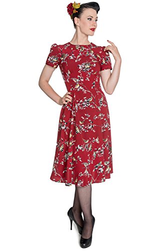Hell Bunny Birdy Rockabilly Robe Style Retro Vintage Années 40 50 (FR 50 (4XL), Rouge)