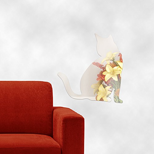 Walplus Spiegel Wall Art „3D Kristall Acryl Katze Aufkleber Abnehmbare Wandbild Aufkleber Vinyl Home Dekoration DIY Living Schlafzimmer Décor Kids, Silber - 2