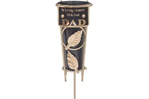 ONLINESTREET Grave Vases with Spike Grave Ornaments - Memorial Plaques/Black Vases Flower Holders with Personalised Quotes; Metal Spikes Grave Decorations in Loving Memory of your Loved Ones (Dad)