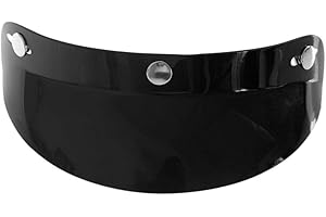 qiuxiaoaa Hot Universal 3 Snap Visor Face Shield Lens For Motorcycle Helmets Open Face Helmet brim Black