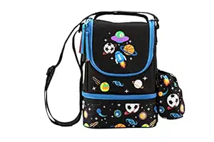 Smily Kiddos | Smily Strap Lunch Bag ( Black ) | Tiffin Bag for Kids | Lunch Bag for Picnic | Kids Lunch Bag | School Lunch Bag | Lunch Bag for Girl Stylish | Tiffine Box for Lunch