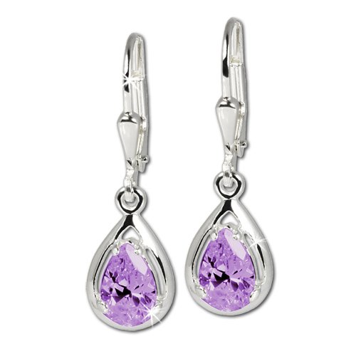 SilberDream Damen-Ohrringe Trne lila 925 Sterling Silber SDO520V