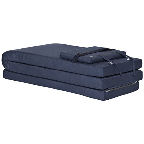 Beautissu Auflage für Deckchair LoftLux DC 175x45x5cm Luxus Polster-Auflage Liege-Stuhl - Bezug abnehmbar Dunkel-Blau - 