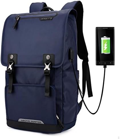 Business notebook computer backpack USB Charge port Lightweight waterproof Oxford cloth Men / ladies travel Day bag 19 inch