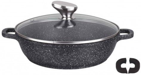 Pradel Excellence 52407M Imitation Stone Slow Cooker with Glass Lid/Black Cast Aluminium 42 x 17 cm