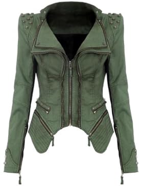 Très Chic Mailanda Punk Vintage Jeansjacke Jeans Revers Jacken Mantel Blazer mit Nieten Jacke Tuxedo Coat Damenenim...