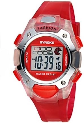 Kid's 5-12 Years Digital Electronic Outdoor Sport Colorful Sunshine Boys and Girls Watch Red