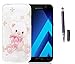 Produktbild Samsung Galaxy A5(2017)/A5(2017) Duos Neu Design Hülle mit Panzerglas,ISENPENK Ultra Slim Silikon Soft TPU Cool Modisch Pattern Case,Schöne Einfache Outdoor Crystal Clear Transparent Wasserdicht Shockproof Anti Slip Stoßfest Protection Durchsichtig Handyhülle,Thin Silicon Cover Bumper Schutzhülle Tasche für Samsung Galaxy A5(2017)/A5(2017) Duos 5.2Zoll[Bär]+Schwarz kapazitive Feder
