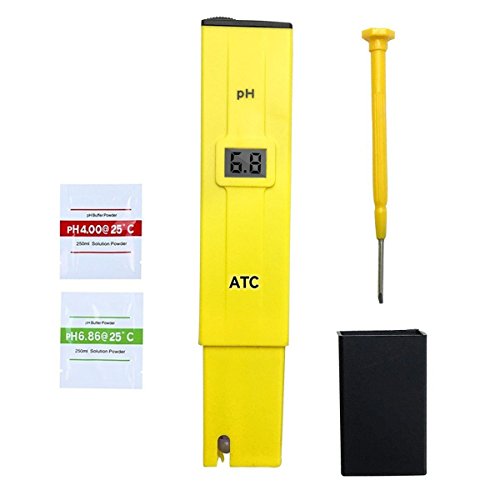 Digital pH Meter Messgerät Bontec Pocket pH Wert Wasser Messgerät Messer Tester Meter Prüfer 0-14 für Aquarium Schwimmbad Haushalt Labor, Gelb