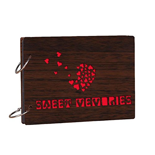 Studio Shubham Brown Teak Wooden Texture Sweet Memories Photo Album with Butter Paper(26cmx16cmx4cm)