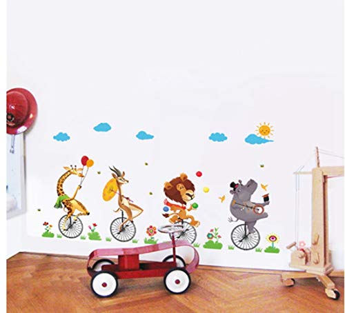 Preisvergleich Produktbild ZBYLL Wall Sticker lustige Zirkus Akrobatik Schubkarre Wand Aufkleber Schlafzimmer kinderzimmer Home Decor Cartoon Tiere PVC Wandmalerei Kunst