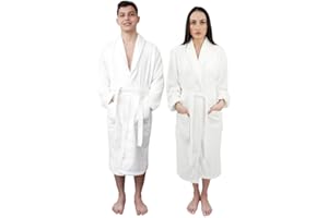 Graphic Impact Ltd Unisex Bathrobe Towelling Super Soft Bath Wrap Housecoat Spa Gym Shawl 100% Egyptian Cotton Terry Plain Bathrobe