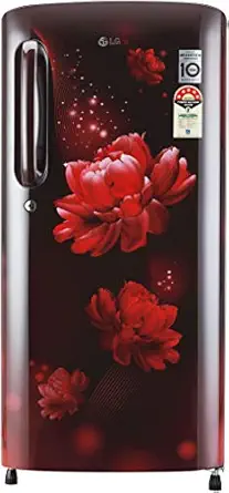 LG 190L 5 Star Smart Inverter Direct-Cool Single Door Refrigerator (GL-B201ASCZ, Scarlet Charm, Fastest Ice Making)