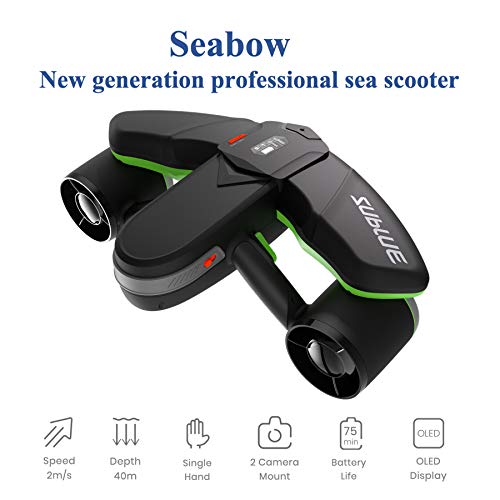 Sublue Scooter sous-Marin Électrique Professionnel Seabow Profondeur 40 m 2 Batteries 98Wh Opération 45 Min Diving Plongée Plage Vacances Été Mer Freestyle Adulte Vert SEABOWAGBAT02