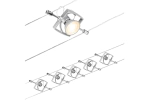 Paulmann Set Mac II Sistema de Cableado, Corduo, Corriente Continua, Máx. 5x10 W, Bombilla Tipo GU5,3, Sistema de Cableado, Bombilla No Incluida, Cable de Plástico, Color Cromado Mate, 94430