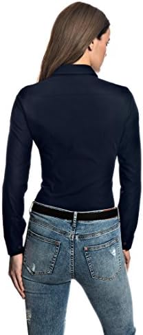 Embraer Women's Blouse Modern-fit Non-Iron 100% Cotton Kent Collar Long-Sleeve Plain Colour Nice Elegant Ladies Fashion Stylish for Office Work, Formal and Casual Events