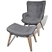 Produktbild Festnight Gepolsterter Sessel mit Hocker Relaxsessel mit Armlehne Wohnzimmersessel Polstersessel Grau