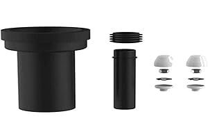 OTTOSVO Sanit Raccord de WC 180 mm - Couleur : Blanc - pour WC Mural - avec Tuyau de raccordement 45 mm + raccord de Tuyau de rinçage + Embout de raccordement DN 90 58.931.00.0000 - Noir - 19 cm