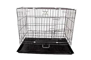 RvPaws Silver Black Cage/Crate/Kennel with Removable Tray for Dogs/Cats, (18inch)