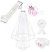 Produktbild 5 Pcs JGA Junggesellinnenabschied Braut Accessoires Set - Bride to Be Schärpe | Schleier Mit Haarkamm | Brille | Rosette Button | Strumpfband