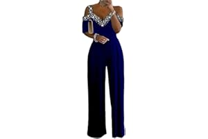 shownicer Tuta da Donna Pagliaccetto Estivo Elegante Senza Maniche Capestro Tinta Unita Stile Romper Playsuit Straight Leg Jumpsuit Casual Party
