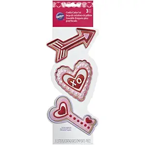 Wilton Metal Arrow Heart Key 3 Piece Cookie Cutter Set, Multicolor