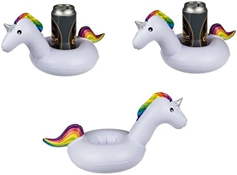 Monaldy 3 Pack Unicorn Inflatable Drink Holder Float for Beach Pool Party for Beer Drinks Juice (Pack of 3)