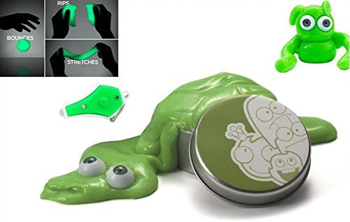 PlayGrow Glow in the Dark Putty + Flash Light + Eyes โ "Green Krypto" displays the magic glowing light in the dark