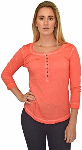 Ralph Lauren Scoop Neck Henley Tops Coral Medium