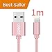 Produktbild Ladekabel USB Kabel 1m Nylon Geflochten Datenkabel Ladegerät Kabel für iPhone X/8/7/7 Plus/6s /6s Plus/ 6/6 Plus/5 /5S /5C /SE, iPad iPod iPad Mini Air Pro (1m, Rosa)