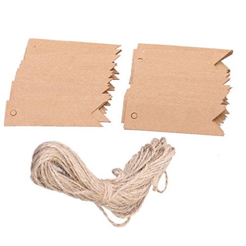 100 Kraftpapier Tag Hochzeit Bonbonniere Geschenkaufkleber Geschenkanhänger Hängeetiketten Anhängeetiketten