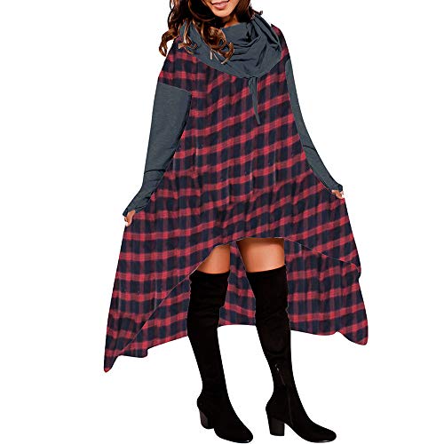 Preisvergleich Produktbild Sannysis Damen Pullover Langarmshirt Elegant Frauen Lose Hoodie Lange Kapuzenoberteile Damen Sweatshirt Pullover Asymmetrische Bluse