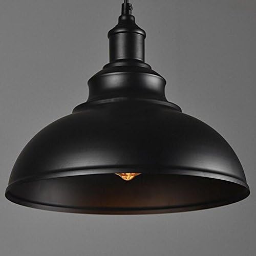 Vintage Metal Finish Ceiling Lamp Pendant Light E27 Socket Edison Style Light Fixture (Black)