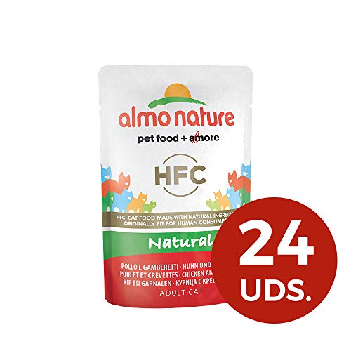 almo nature HFC Naturel Wet Cat-Restaure Poulet et crevettes (Lot de 24 x 55 g sachets)