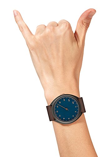 slow O 14 - Dark Brown Vintage Leather Anthracite Case Blue Dial Unisex Quartz Watch with Blue Dial Analogue Display and Dark Brown Leather Strap