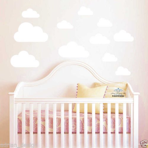 Cloud Wall Sticker Decals Kids Nursery Children Room 10 pieces10 clouds -White
