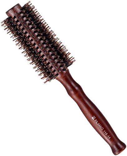 Minalo Styling Essentials 100% Natural Boar Bristles Hair Brush With Wood Handle, Round Comb Ruled 2.2-Inch