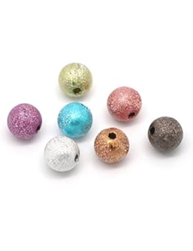 HOUSWEETY 300 Mix Kreppperlen Stardust Spacer Perlen Beads Mehrfarbig 8mm