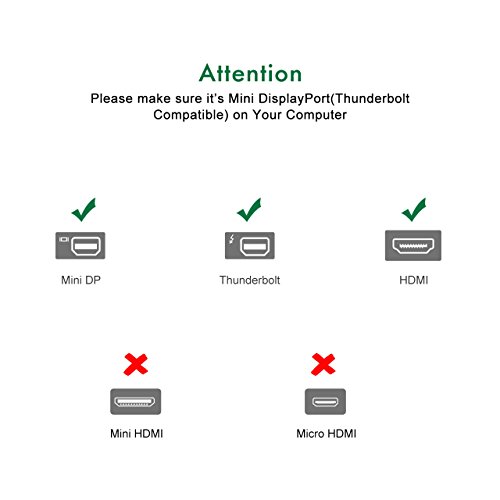 TopElek Thunderbolt Mini Displayport 1080P auf HDMI HDTV AV TV 4K Auflösung und 3D Adapter Kabel für Apple Macbook, Macbook Pro, iMac, Macbook Air, Mac Mini Laptop Microsoft Surface Pro/ Pro 2/ Pro 3, Thinkpad X1/ Carbon/ Touch/ Helix - 8