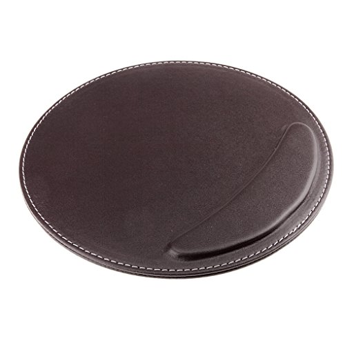 BXT® 3D Ergonomische PU-Leder Mauspad und Schwamm-Handgelenkauflage Komfortauflage Kreisförmig Mousepad Rutschfeste Unterseite Anti-Staub einfach zu reinigen - 2