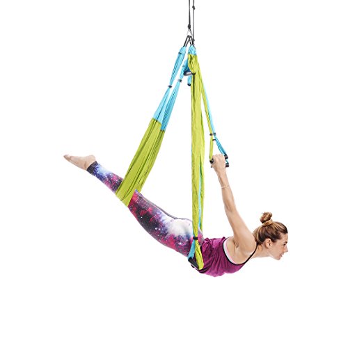 YOGABODY Yoga Trapeze (Oficial) con DVD, Color Azul/Turquesa - Yoga Aéreo