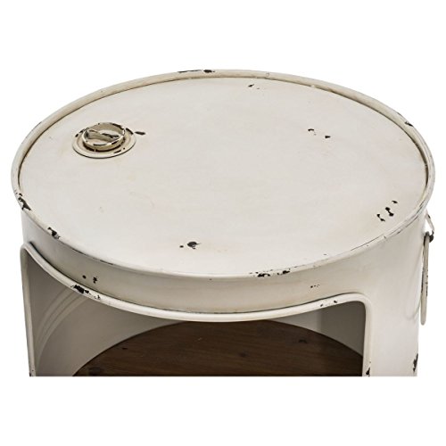 Regal Tonne – Beistelltisch auf Rollen – Industrial Loft Style – Metall Holz – Weiß – ca. Höhe 78 cm x Ø 43 cm - 2
