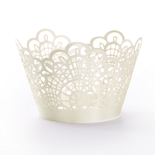 24 x Laser Cut Kuchen Cupcake Wrapper Verpackung Dekoration Muffin Hülle für Hochzeit Party Cupcake Dekoration Muffinförmchen Neu - 2