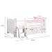 YJBE Loft Bed With Stairs and Drawer Storage Toddler Furniture Princess or Captain (Pink Princess)