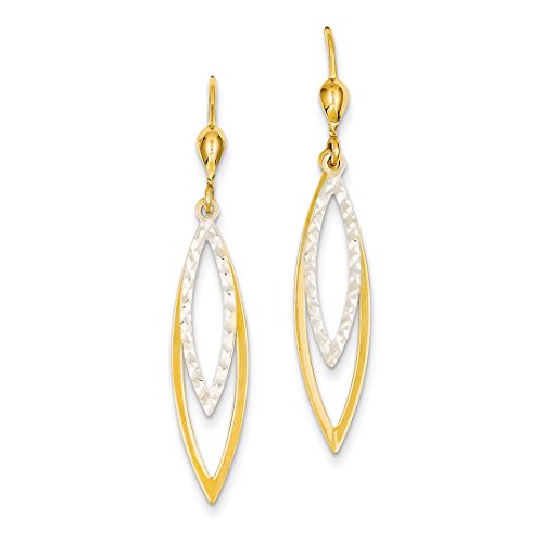 ICE CARATS 14k Two Tone Yellow Gold Leverback Earrings Lever Back Drop Dangle Fine Jewelry Gift Set For Women Heart