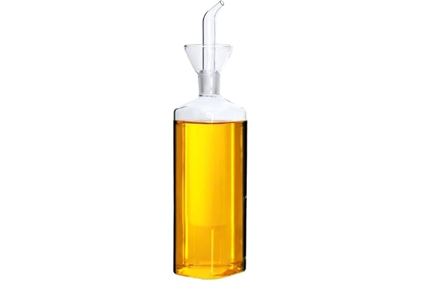 Lanhope Bouteille en verre pour huile d'olive, doseur d'huile de cuisson, vinaigre, doseur avec bec verseur pour cuisine et barbecue (500 ml)