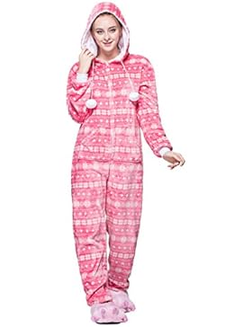 Honeystore Unisex Erwachsene Weihnachten Halloween Fasching Carnival Rosa Schneeflocke Pajamas Pyjamas Schlafanzug...