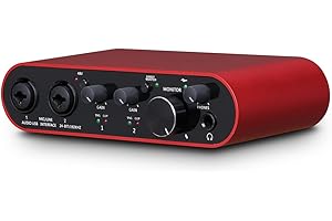 BOMGE Interface audio USB SOLO avec alimentation fantôme XLR/48 V, 32 bits/192 kHz haute fidélité, pour interface de mixage audio studio pour guitariste, chanteur, podcasteur, producteur, Plug and