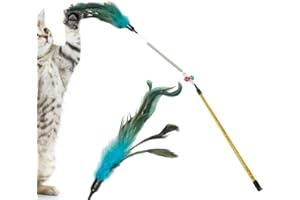 PARENCE. - Interaktywna zabawka dla kota/wędki z piórem, instynkt myśliwski stymulacja i rozrywka dla Twojego zwierzaka - losowy kolor