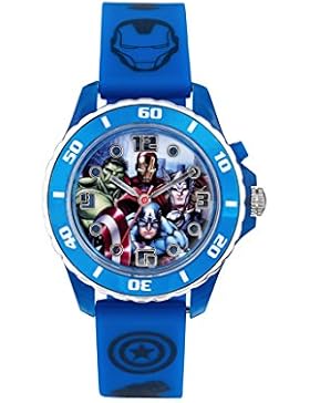 Avengers Kinder Quarz-Uhr mit Zifferblatt Analog-Anzeige- und Blau Gummiband avg3506